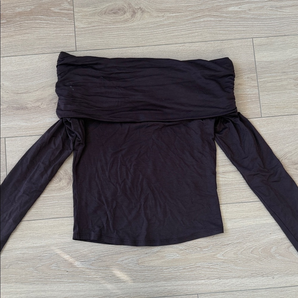George Dark Brown Off-Shoulder Women's Blouse